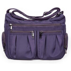 Women Purple-m Nylon Water Resistant Anti Theft Travel Crossbody Shoulder Bag